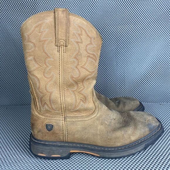 Ariat Workhog Boots Mens Size 9.5 EE Brown Square Toe Western Cowboy Work Boots - Picture 1 of 12